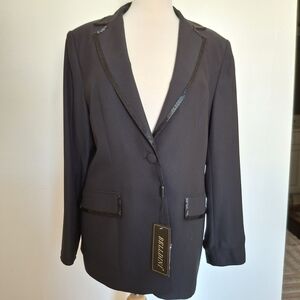Belldini Black Women's Blazer with Textured Trim
